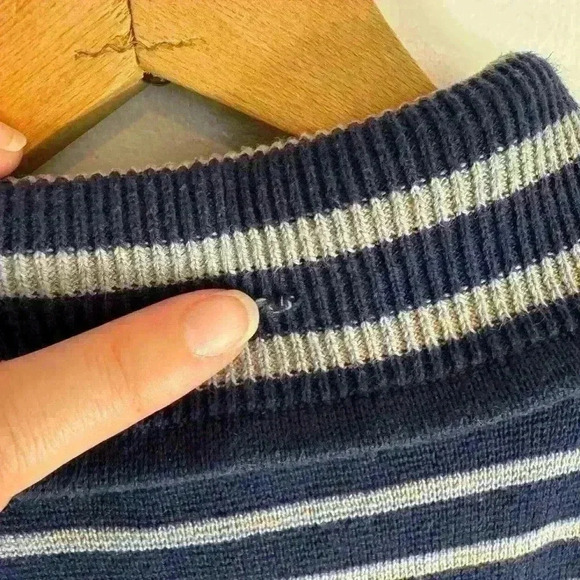 Button up knit striped blue collared cardigan by Coldwater Creek size small or 8 - Picture 12 of 16